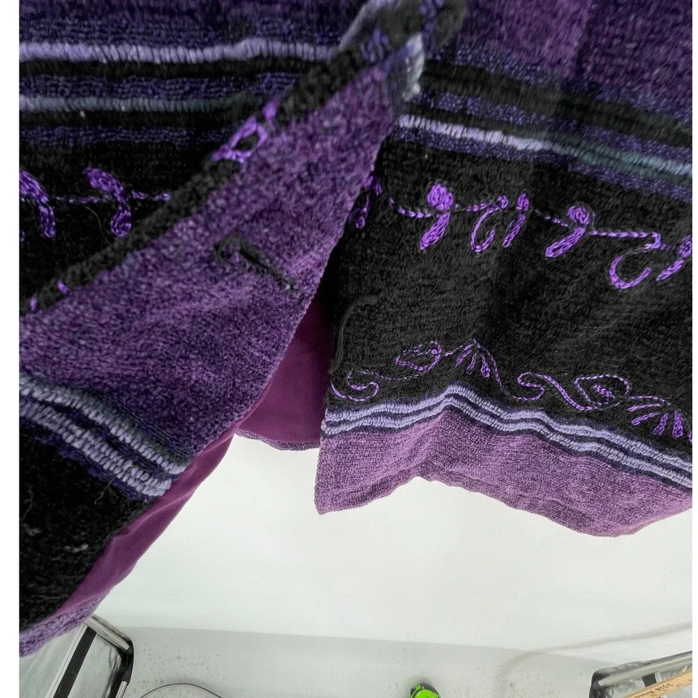 Coldwater Creek‎ Women Jacket L Button Front Purple Striped Embroidered BOHO